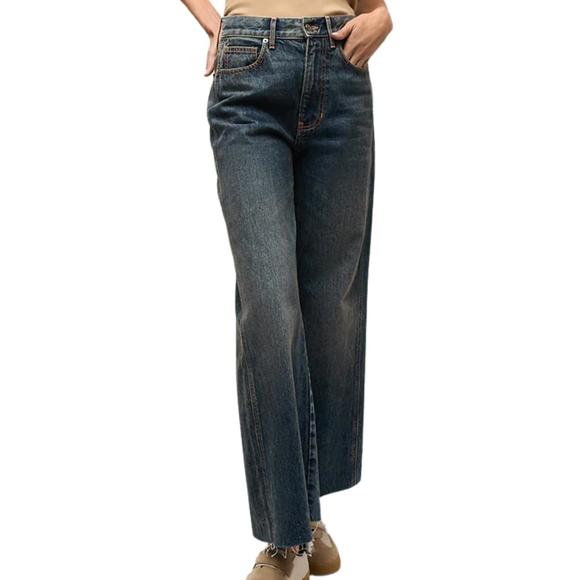 NEW VERONICA BEARD taylor cropped wide-leg jean in equinox blue - Picture 1 of 4